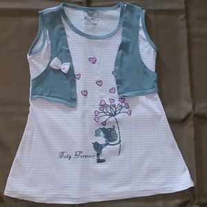 Pink stripped shirt with gray vest